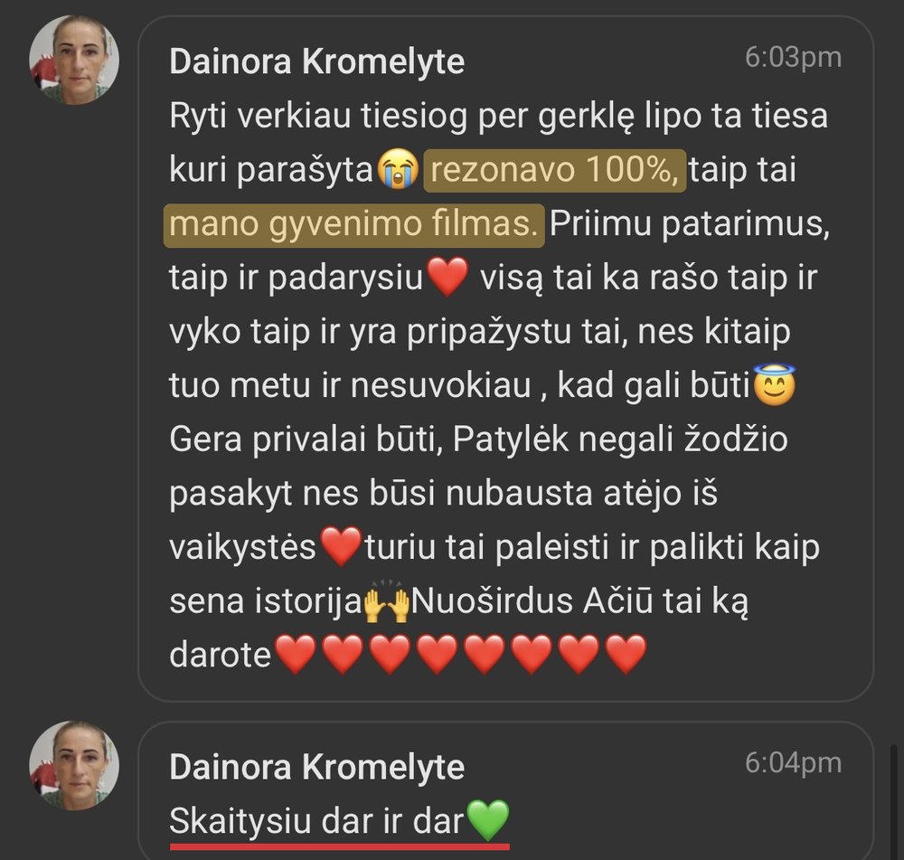 Dainora Kromelytė atsiliepimas apie asmeninį atsakymą